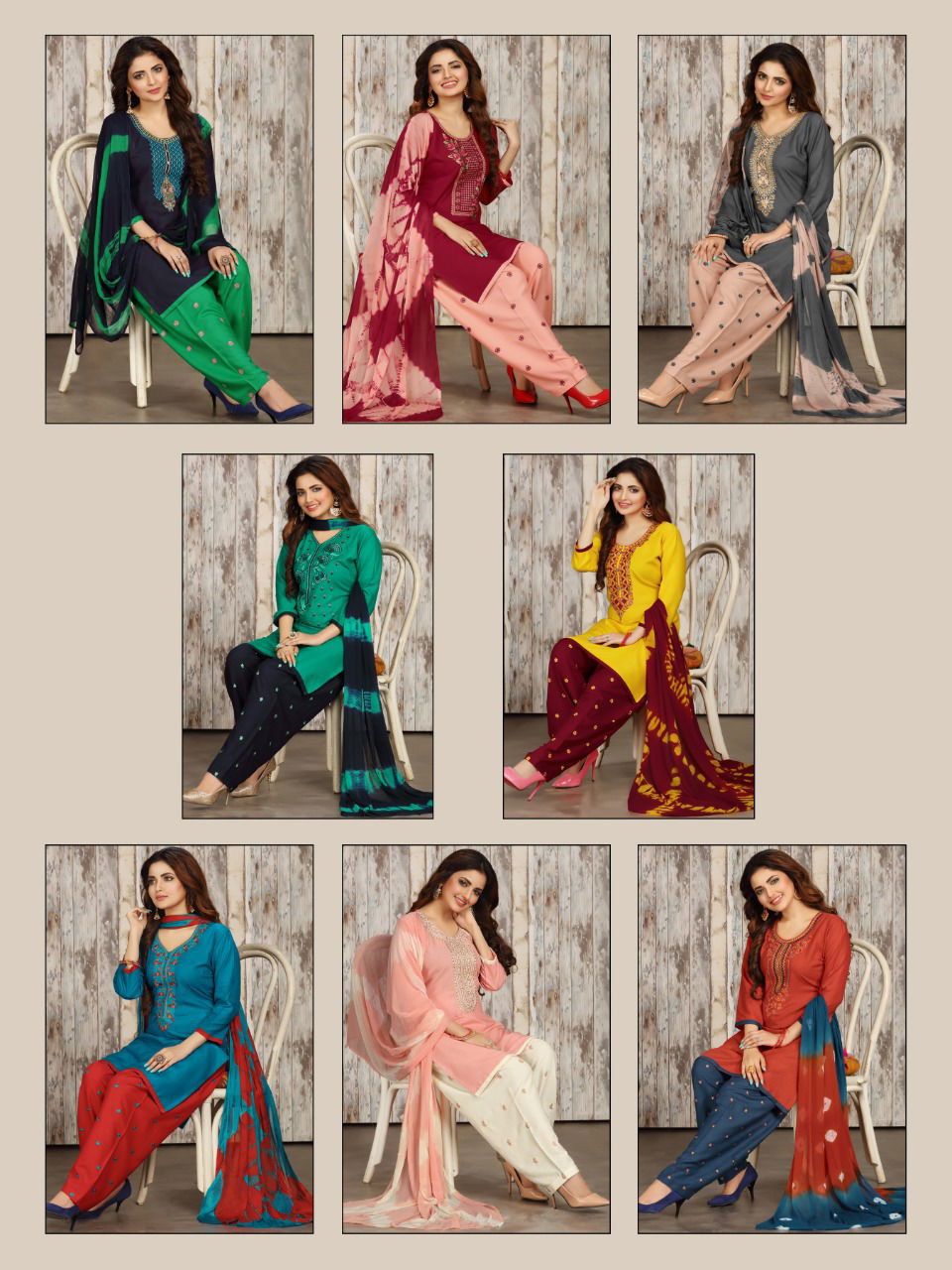 Satrangi Latest Casual Wear Rayon Worked Top With Salwar And Nazneen Dupatta Readymade Collection
